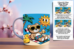Elegant 15oz Mug Wrap Png Artwork , Cute Bear Product Image 1