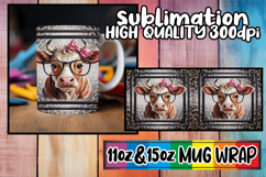 Bright adventures 11oz 15oz mug wrap, Cute Cow Product Image 1