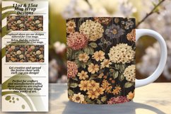 Whimsical Vintage Flower Pattern Mug Wrap 15oz Product Image 1