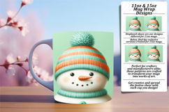 Happy 15oz Mug Wrap Png Template , Snowman Product Image 1