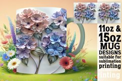 Blossoming Whimsical Floral 3D Mug Wrap 11oz 15oz Product Image 1