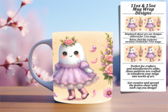 ARTISTIC PNG for 11oz Mug Wrap , Cute Ghost Product Image 1