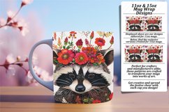 Mug Wrap: Joyful Raccoon with Flower Pattern Product Image 1