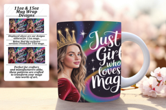 Elegant 15oz Mug Wrap Png Design , Just A Girl Product Image 1