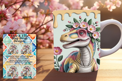 Radiant 15oz Mug Wrap Png Template , Cute Dino Product Image 1