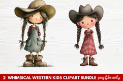 2 Whimsical Western Kids Clipart | Cute Cowboy &amp; Cowgirl PNG Product Image 1
