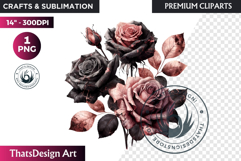 Dark flowers, wedding Florals PNG, Dark Romance Clipart Product Image 1