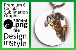 Amusing PeekaBoo Dog Circle Lover Joy Sublimation Keychain Product Image 1