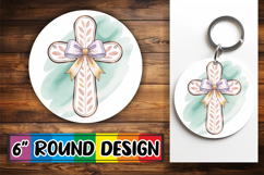 Unique Round Keychain Designs, Cross and Bow Product Image 1