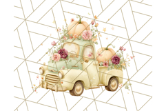 Vintage Truck Pumpkin and Fall Flowers PNG Clipart, Autumn Product Image 5