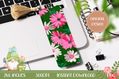 Green Bookmark Design, Pink Daisy Bookmark Template Product Image 1