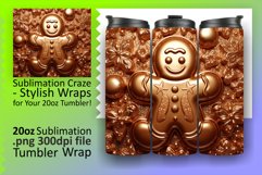 Holiday Sublimation 3D Gingerbread Man Tumbler Wrap Product Image 1