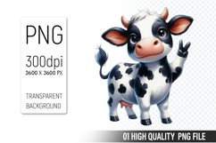 Cow Clipart PNG, Farm Animals Clipart, Rustic Farm Art Product Image 1