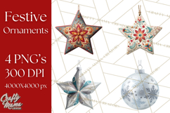 Christmas Ornaments Clipart PNG, Realistic Holiday Ornaments Product Image 1