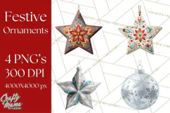 Christmas Ornaments Clipart PNG, Realistic Holiday Ornaments Product Image 1