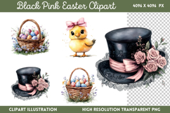 Black Pink Easter Clipart PNG Product Image 1