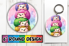 Cheerful Circle Keychains Design PNG, Cute Animals Product Image 1