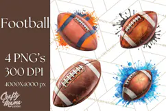 Football Clipart PNG with Team Color Paint Splash Design Product Image 1