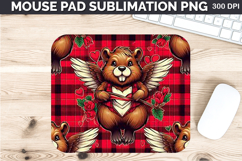 Watercolor Beaver Mouse Pad Sublimation - Valentines PNG Product Image 1