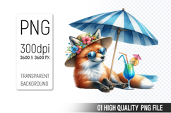 Summer Animals Clipart PNG Bundle, Watercolor Animals PNG Product Image 8
