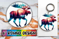 Blissful Keychain Sublimation PNG, Animals Art Product Image 1
