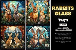 Rabbits Stained Glass Square Coaster - 4 Variation Product Image 2