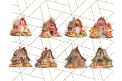 Fall Barn Clipart PNG With Pumpkins and Flowers, Autumn Png Product Image 5