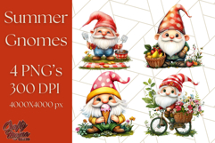 Cute Summer Gnome PNG, Beach Gnome Clipart, Digital Art Product Image 1
