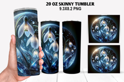Florals Skinny Tumbler 20oz Wrap Design, Winter Tumbler PNG Product Image 1