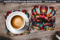 Jellyfish Coaster Sublimation, Valentine Coaster PNG Design Product Image 1