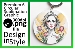 Artful Round Design for Keychains , Beauty Woman Product Image 1