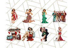 Vintage Glamorous Christmas Party Clipart PNG, Holiday Png Product Image 5