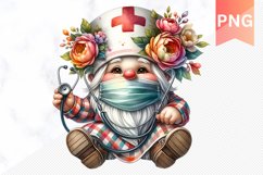 Floral Nurse Gnome Sublimation - Nurse Gnome Sublimation Product Image 1