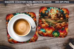 Pumpkin Coaster Sublimation, Halloween Coaster PNG Design Product Image 1