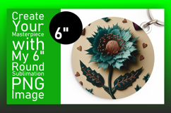 Cute Circle PNG Keychain Design , 3D Flower Product Image 1