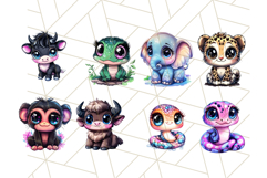 Safari Animals Clipart Bundle, Cute Kawaii Style for Crafts Product Image 4