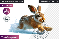 Rabbit Watercolor Arctic Winter Animal Clipart Wildlife PNG Product Image 1