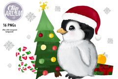 Christmas Penguins New Year Bundle watercolor 16PNG clip art Product Image 4