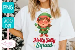 Holly Jolly PNG design, Cute Christmas elf sublimation Product Image 5