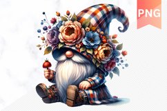 Floral Gnome Sublimation - Gnome Clipart Design Product Image 1