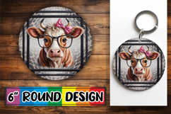 Whimsical Circle Keychain Design, Cute Cow Product Image 1