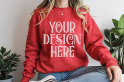 Red Gildan 18000 Mockup, Sweatshirt Crewneck Mockups Product Image 1