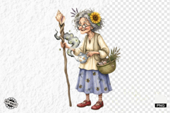 Whimsical Summer Witch Clipart Product Image 1