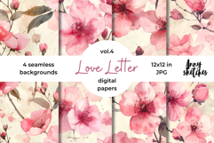Love Letter Valentine Digital Paper Kit Rococo Patterns Product Image 1