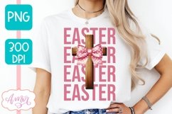 Coquette Easter sublimation PNG, Christian cross PNG design Product Image 4