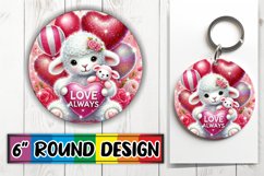 Whimsical Circle Keychain Sublimation PNG, Valentines Product Image 1