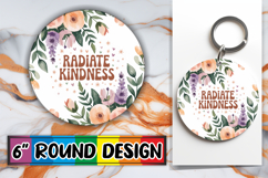 Blissful Circle Coaster Sublimation PNG, Flower Quote Product Image 1
