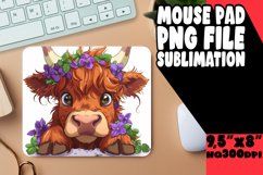 Whimsical Peekaboo Cow Mouse Pad Sublimation Product Image 1