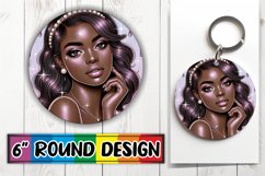 Luminous Round Designs Sublimation PNG, Afro Girl Product Image 1