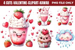 Cute Valentine Kawaii Clipart PNG Product Image 1